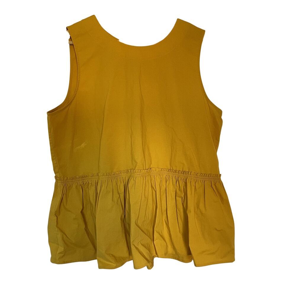 Ann‎ Taylor brignt yellow sleeveless top ruffle women's size large cotton FLAW